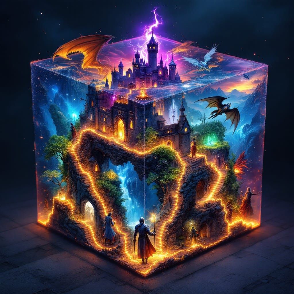 Glowing Hyper-Dimensional Cubes Reveal Fantastical Realms