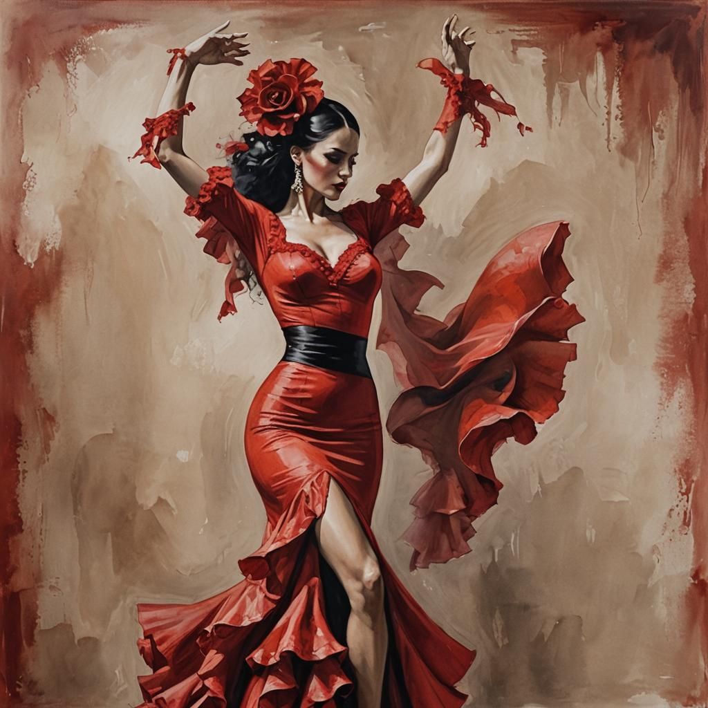 Sensational red flamenco dancer