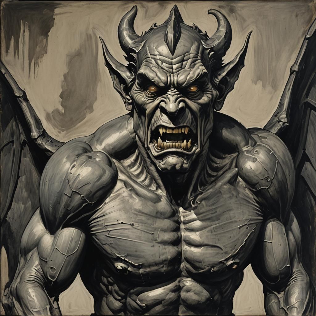 Angry intimidating, menacing  gargoyle