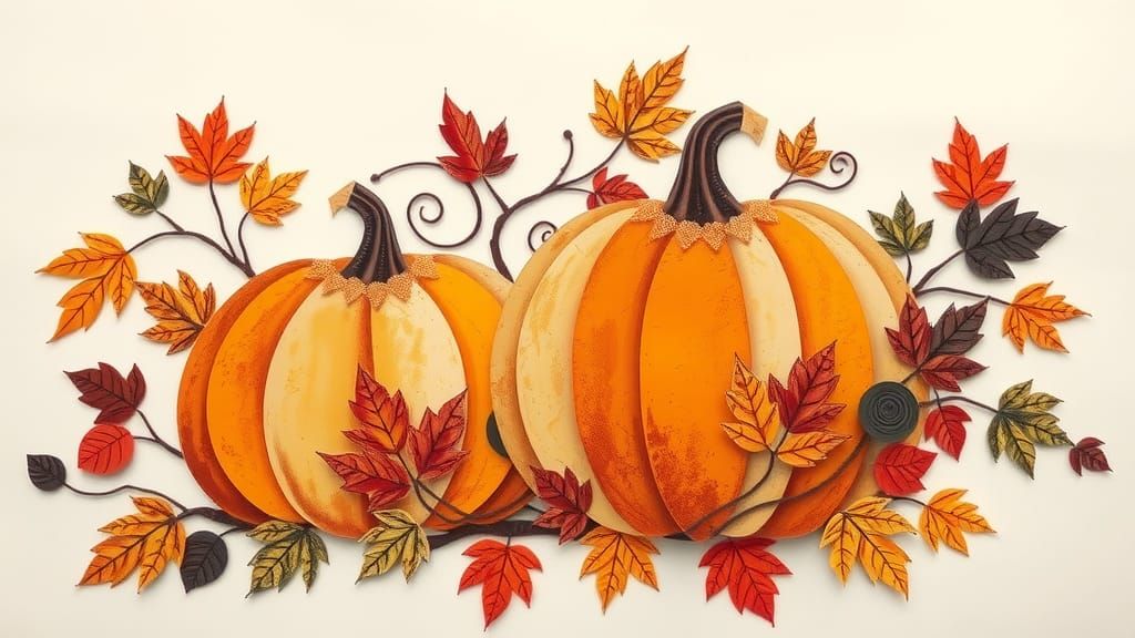 Fall Paper Collage Art with pumpkins