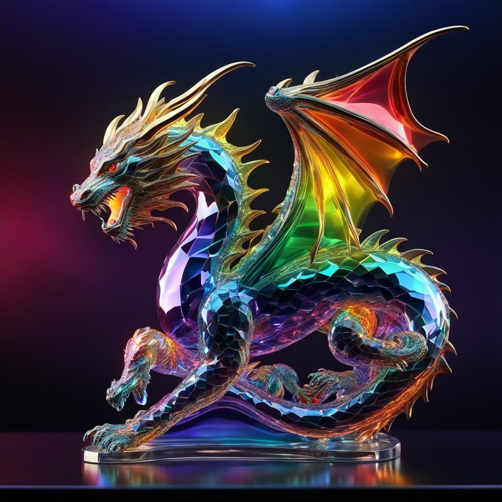 rainbow crystal dragon - AI Generated Artwork - NightCafe Creator