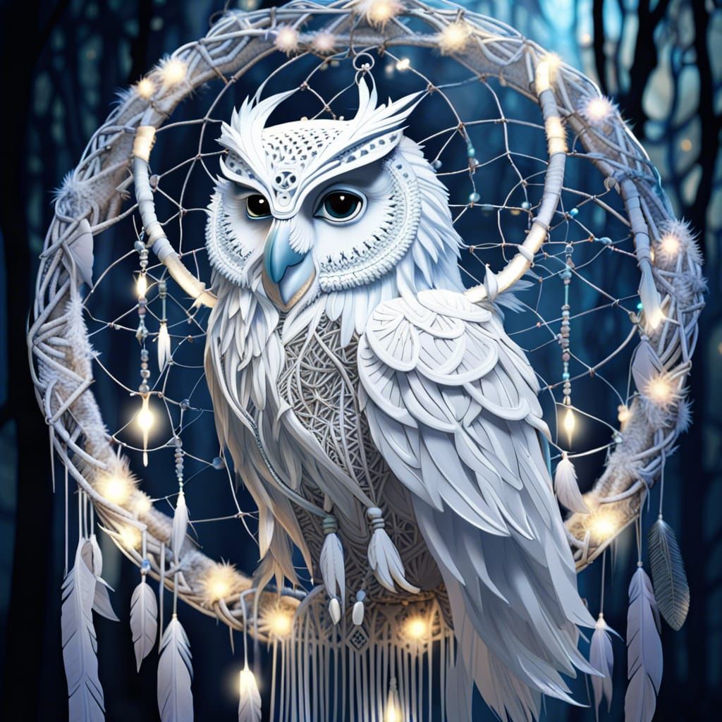Beautiful Dreamcatcher With White Owl Spirit