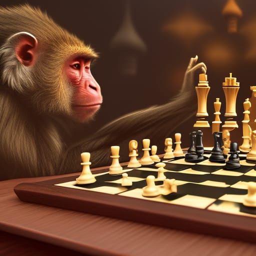 Monkey playing chess