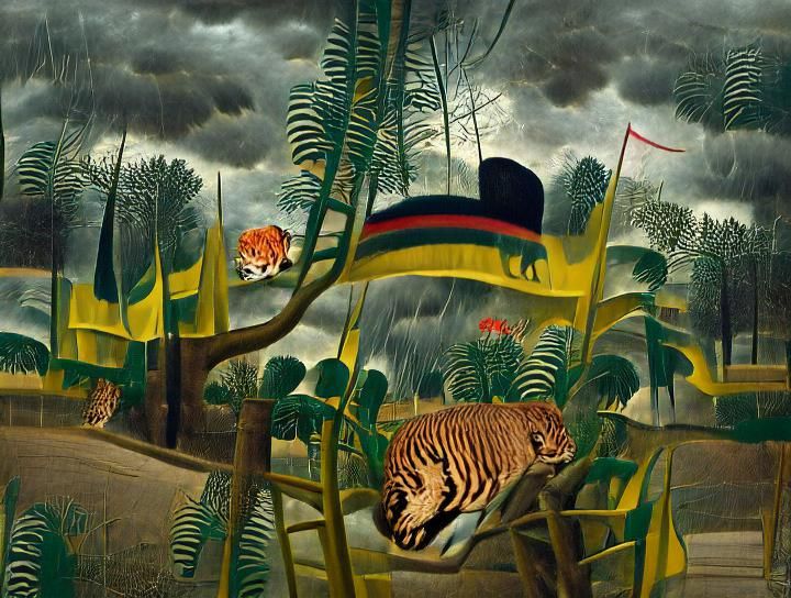 Tiger in a storm
