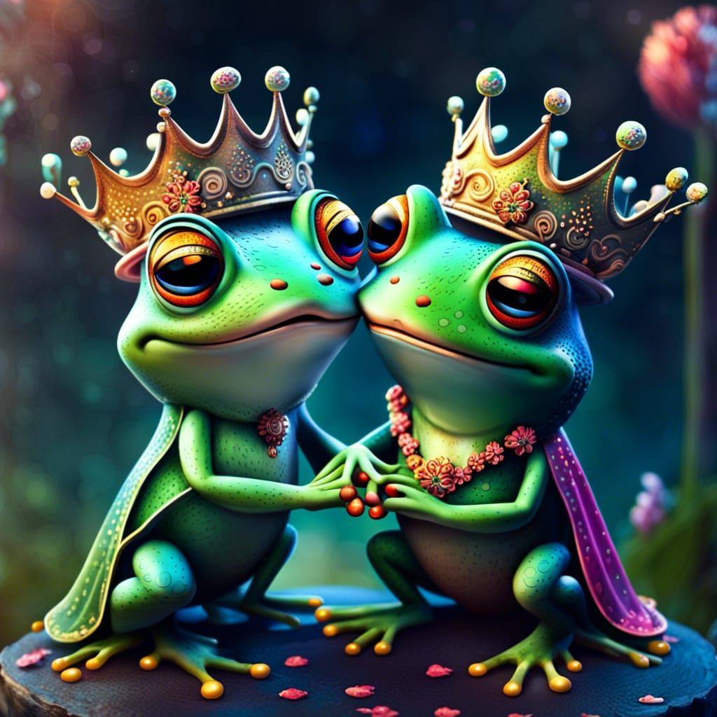 Cute little frogs in love AI Generated Artwork NightCafe Creator