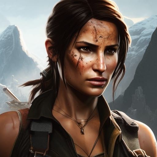Lara Croft, video game challenge  by @Scruckles