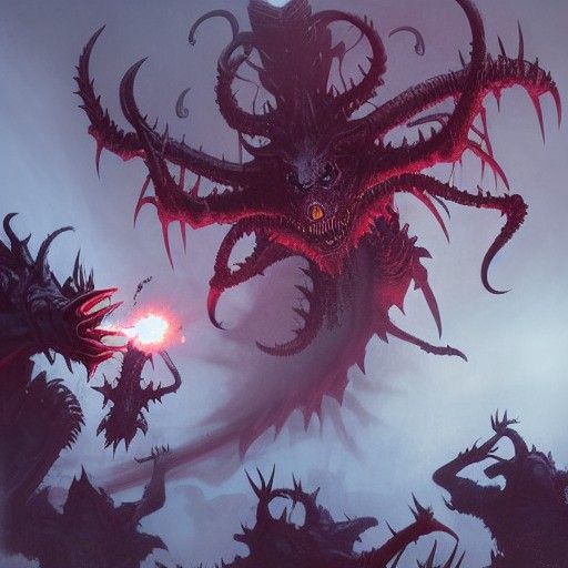 Demon marines killing tyranids, warhammer