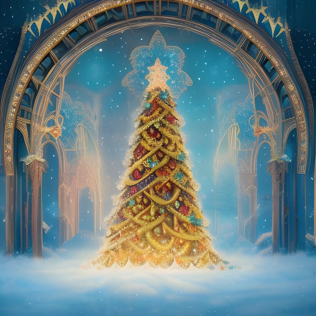 Filigree Christmas Tree: Detailed Fantasy Concept Art