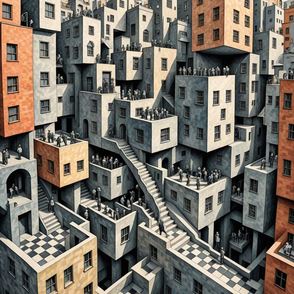 Escher-Inspired Cityscape