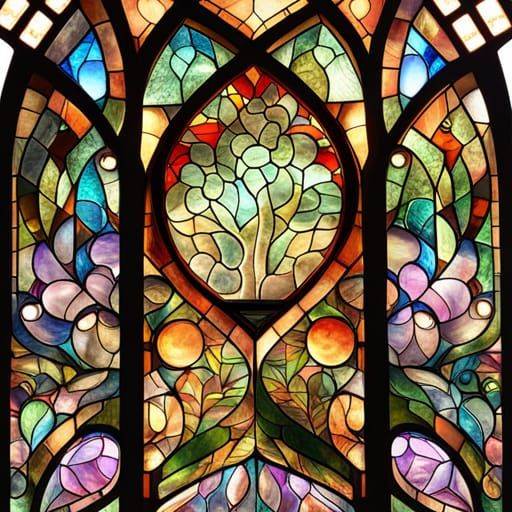 Tree of Life Stained Glass Window - AI Generated Artwork - NightCafe ...