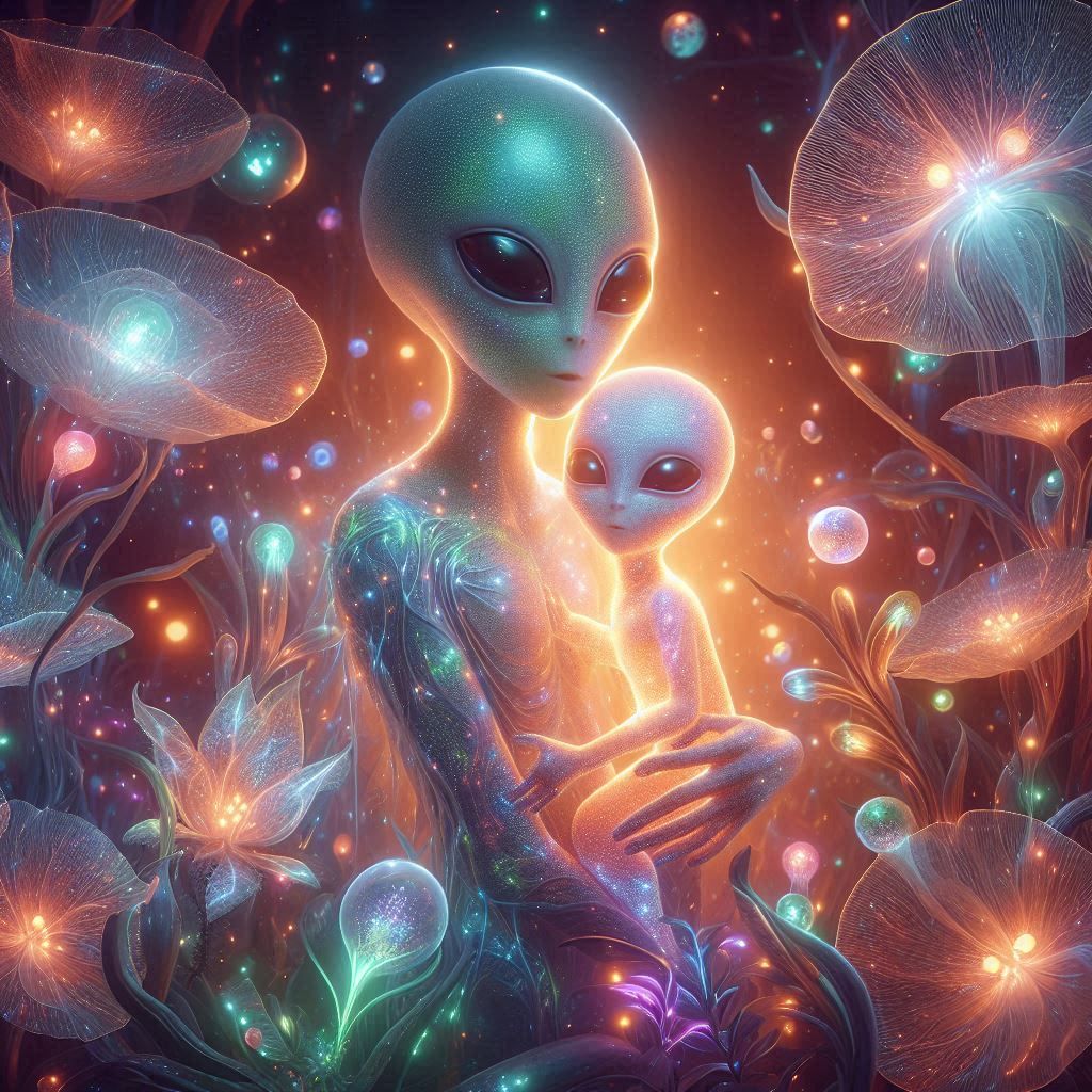 Alien mother and her child