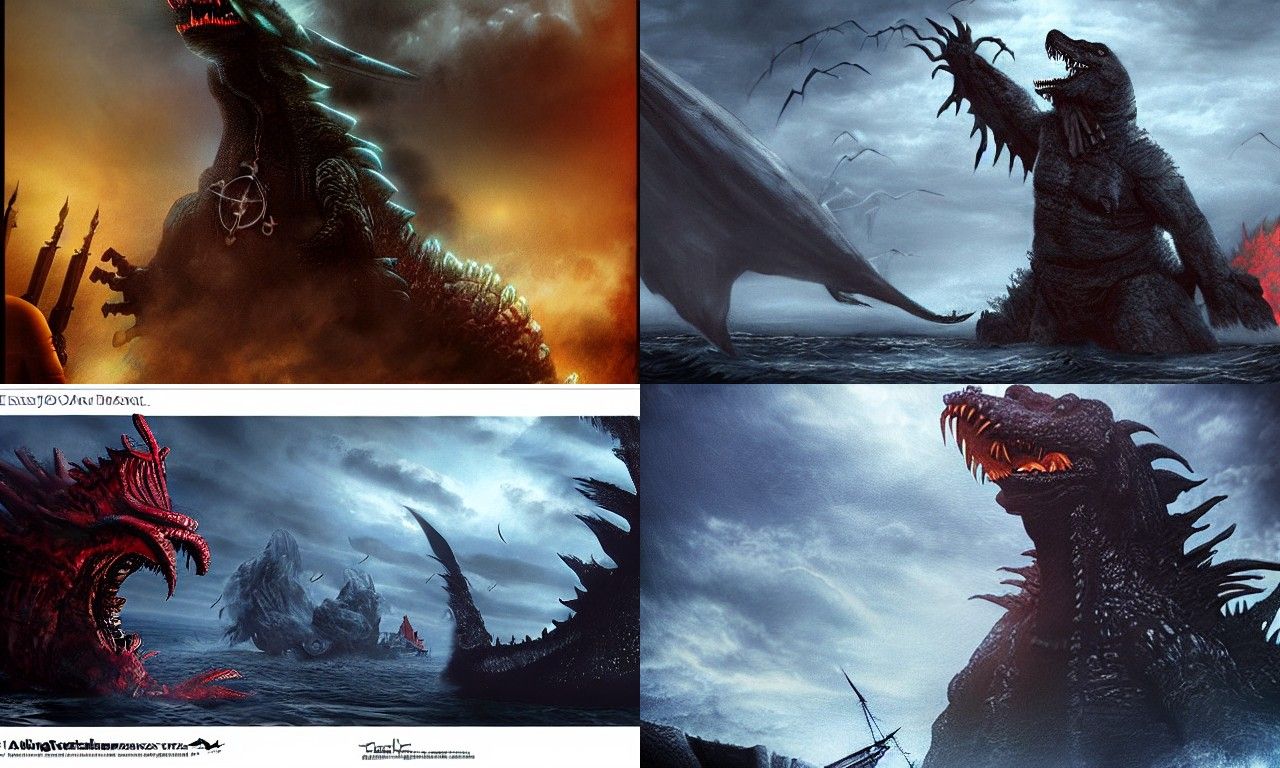 Jack Sparrow Vs. Godzilla ominous Eldritch trending on Artst...