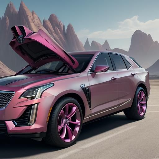 pink carination, brown sport coat, white Cadillac