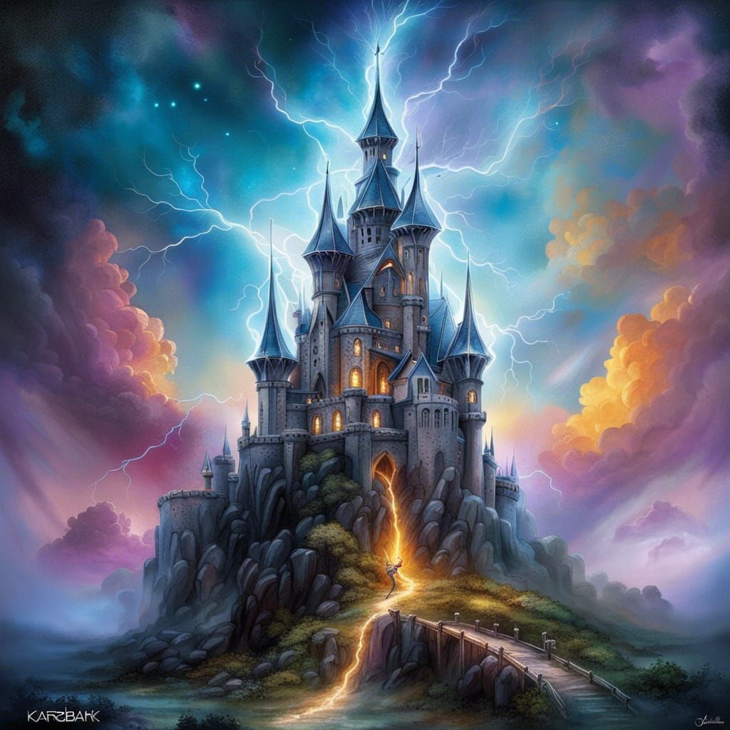 🌩️🌩️🌩️ :: Fairy cloud lightning starfire nebula castle :: castle in a ...