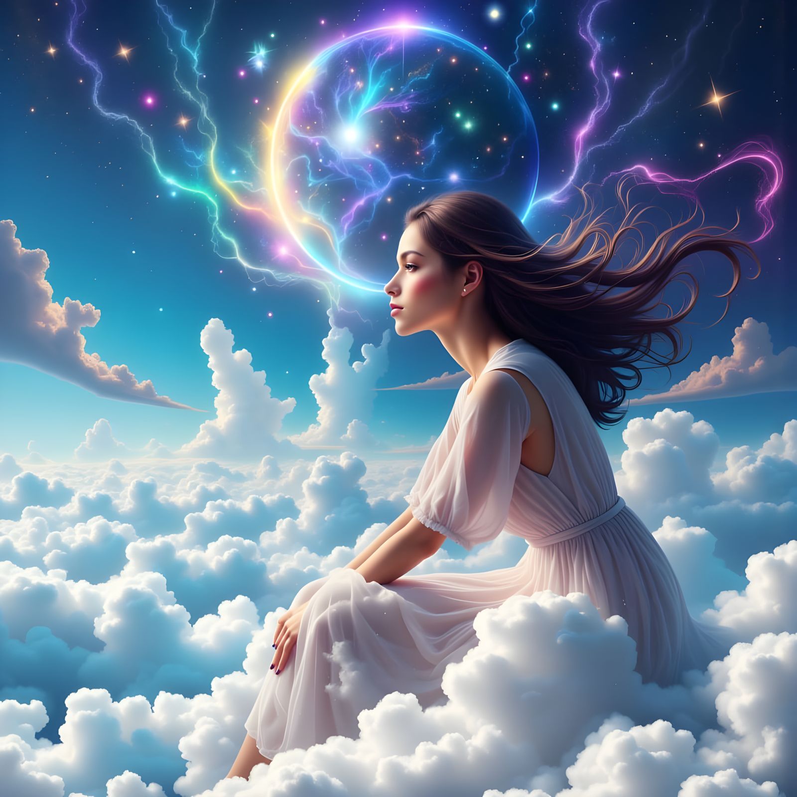 Hyperrealistic Fantasy Goddess in a Dreamy, Cell-Shaded Land...