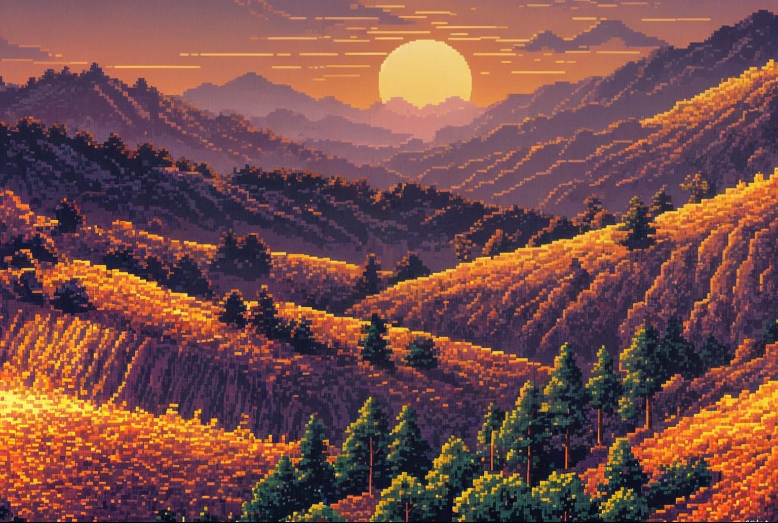Pixel Sunset  by @Aberratio