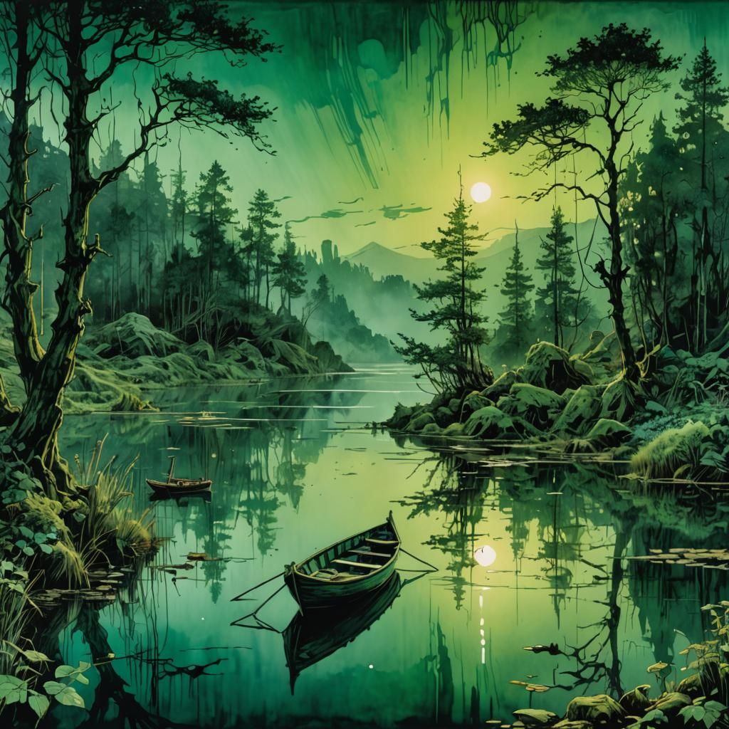 Greens - Sunrise in a quiet lake  by @JustBubu