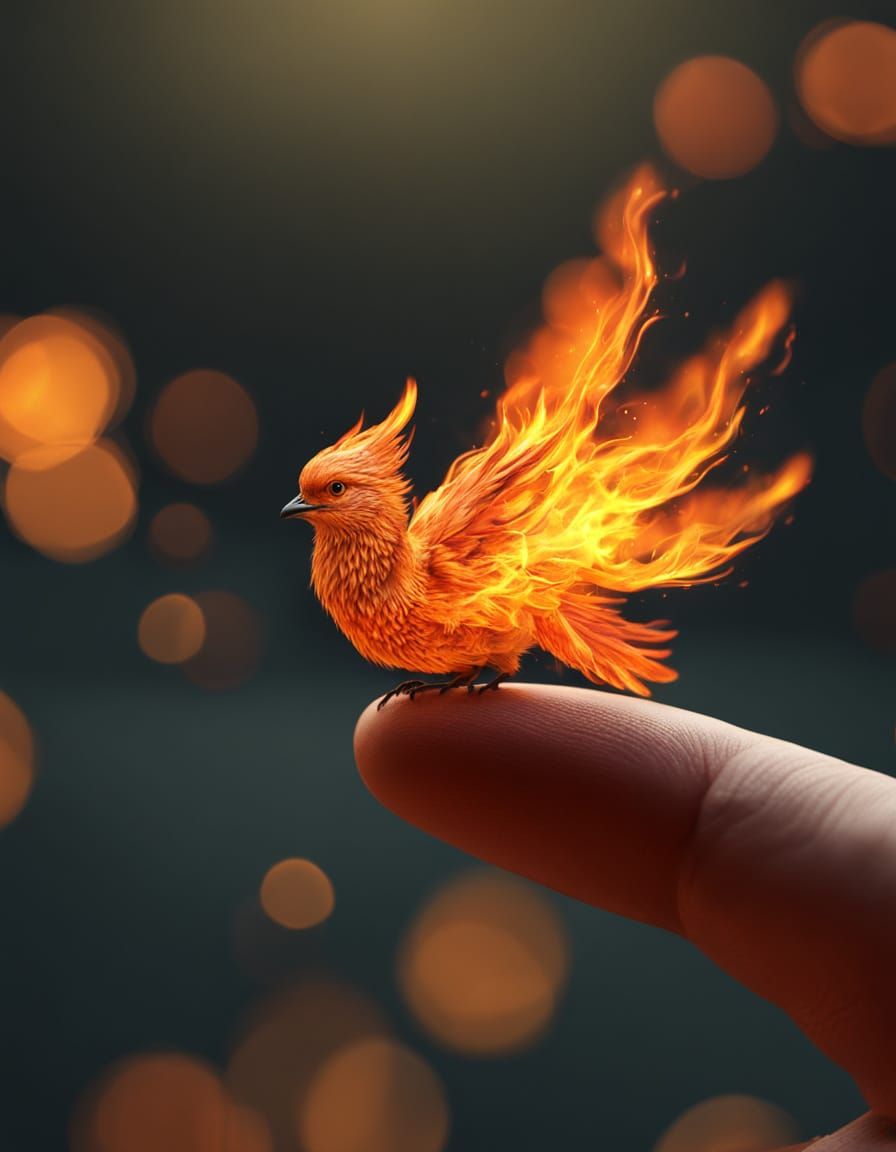 Phoenix on a fingertip   by @StarlaBlaise