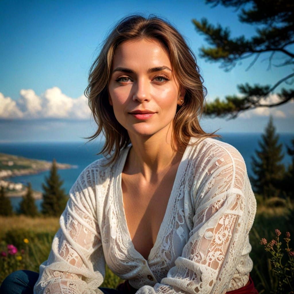 Surreal Portrait of a Confident Woman in Vibrant Colors