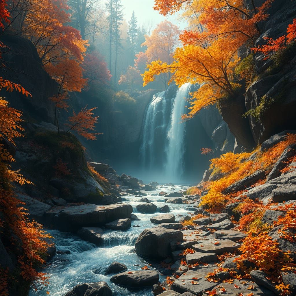 near a flowing waterfall
  by @Michael Hendrickson