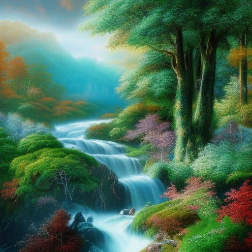 River flowing through greeness