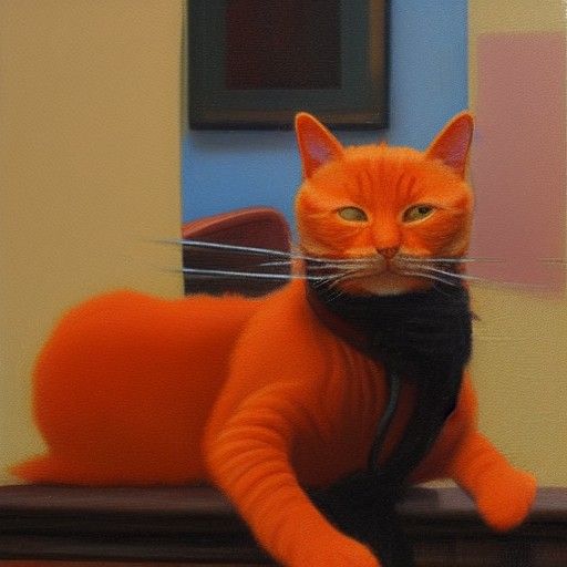 an orange cat getting a haircut