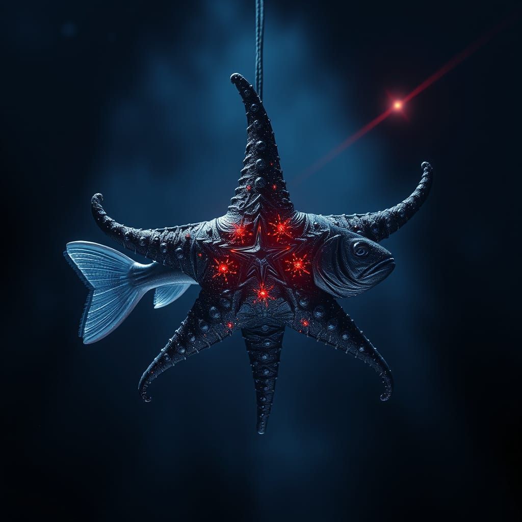 Surreal Starfish Alien in Dark Cosmic Space