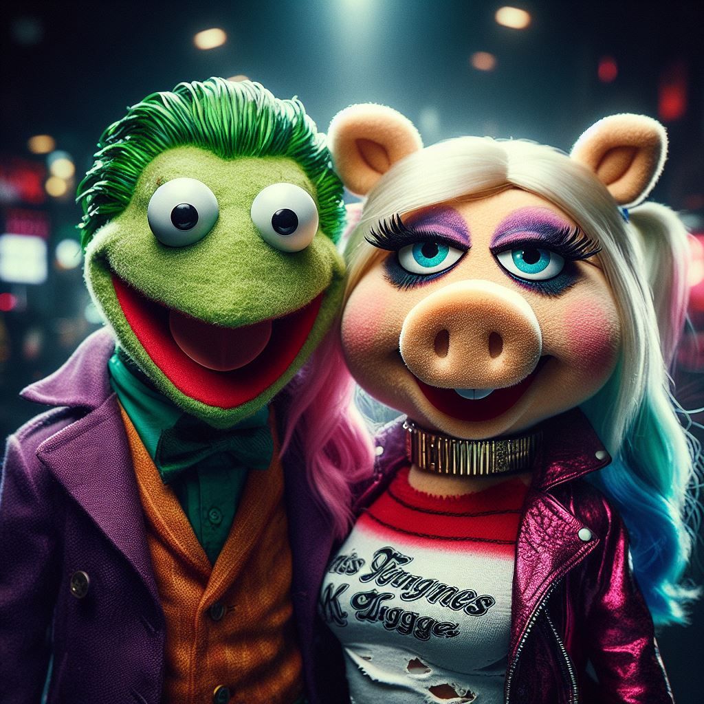 Kermit the Joker and Ms Piggy Quinn