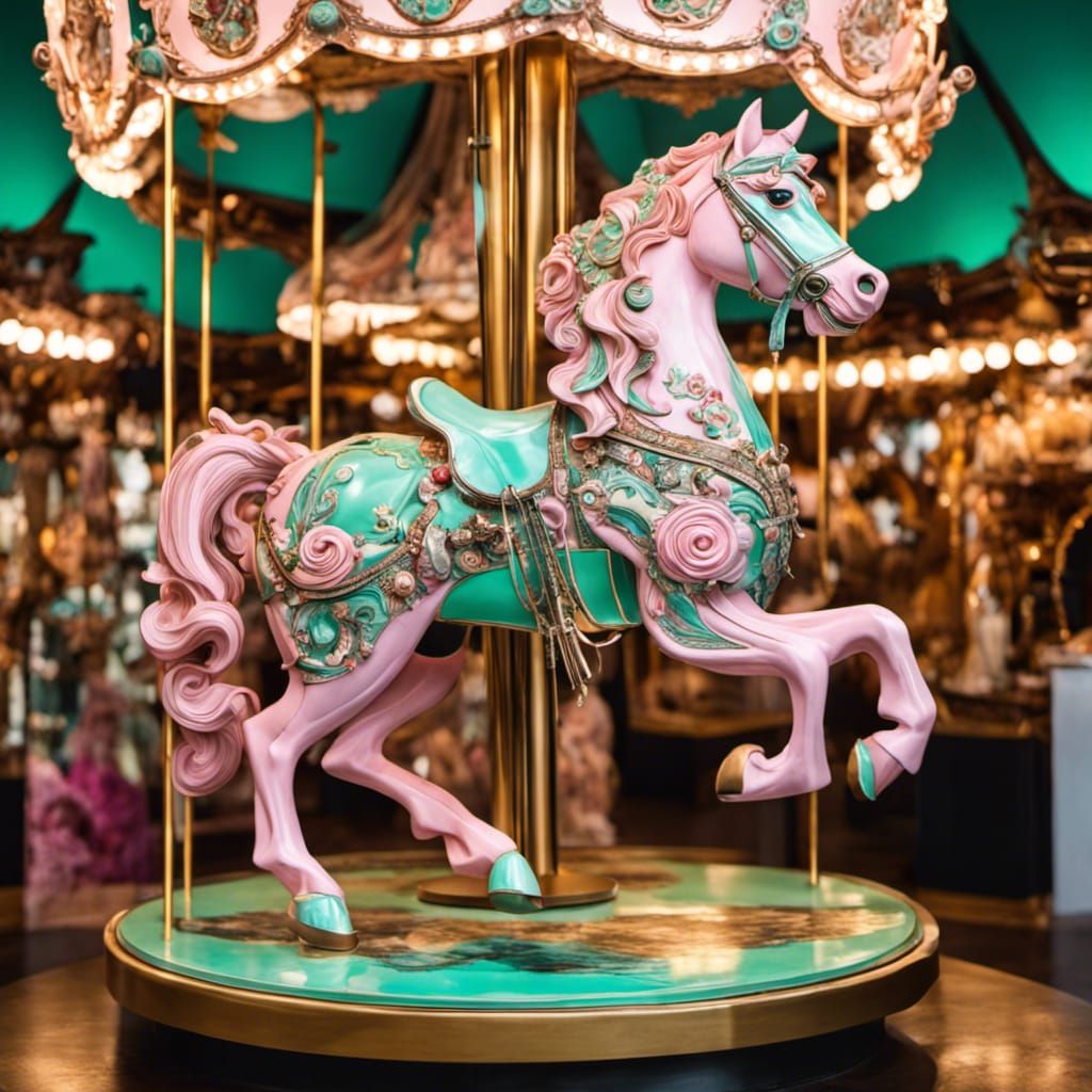 amazing carousel horse with abundant intricacies, in the man...