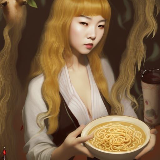 Chinese Goldilocks with Ramen - AI Generated Artwork - NightCafe Creator