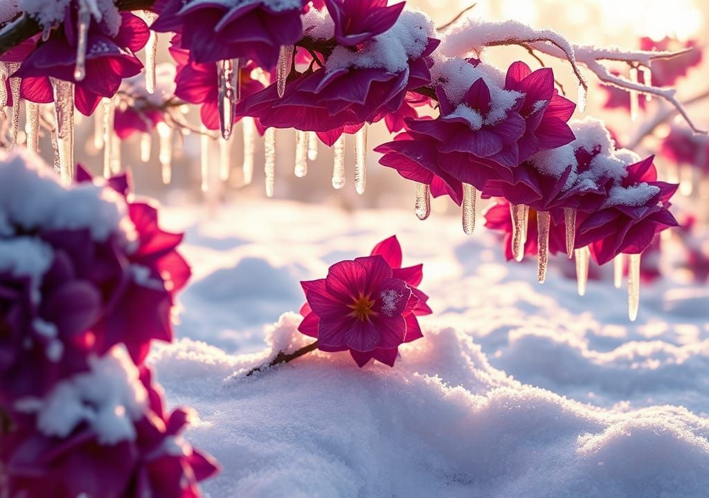Eiskristallblüten im Winterzauber