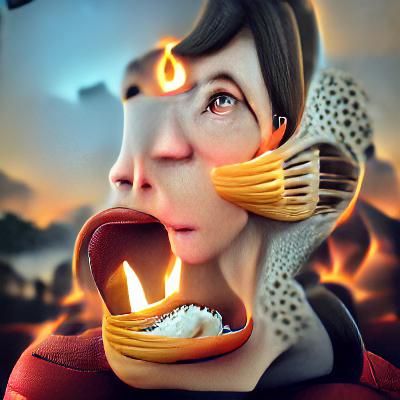 A woman eating fire. Behance HD 8k resolution Unreal Engine ...