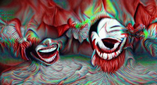 Demonic clown laughing 8k resolution blood flickering light ...