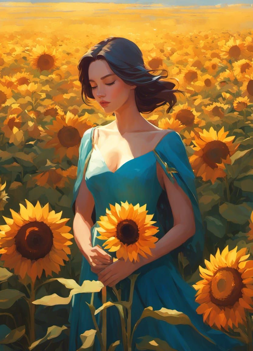 Walking in the sunflowers