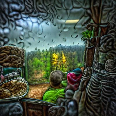 Looking out the window on a rainy day in the forest 8K HDR