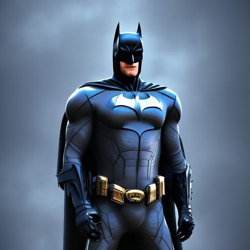 Chrome blue Batman suit with gunmetal grey trim cool realistic