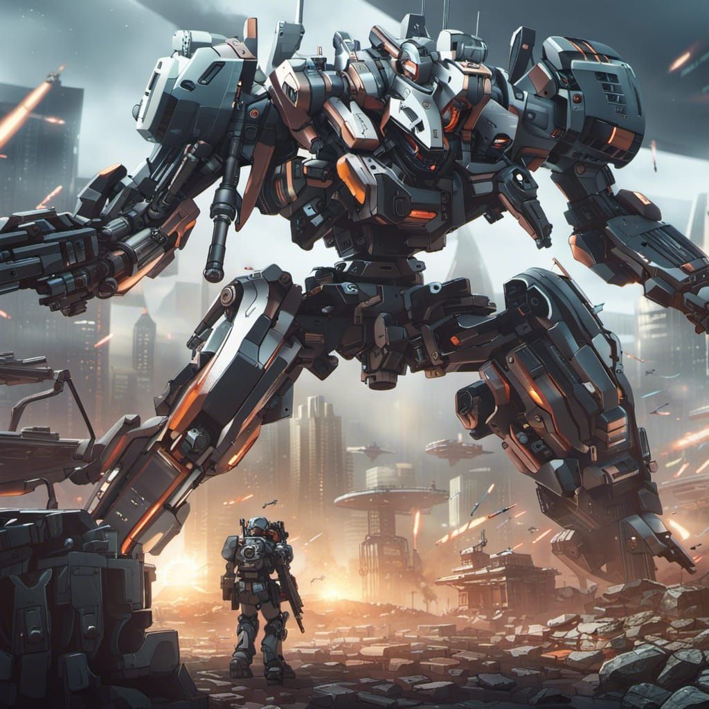 High-tech Mecha futuristic defending the city 🔥🌆 - AI Generated Artwork ...