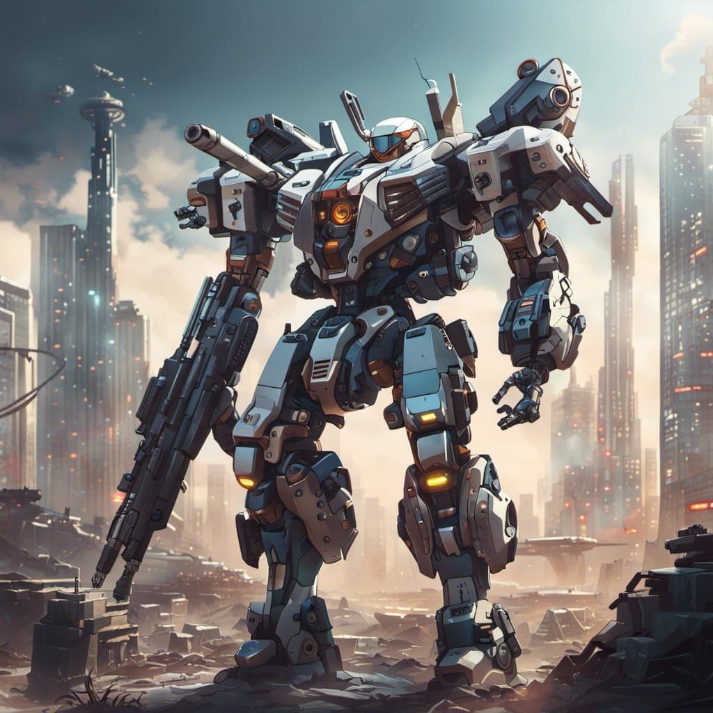 High-tech Mecha futuristic defending the city 🔥🌆 - AI Generated Artwork ...