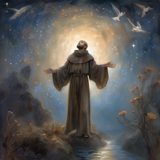 St Francis preaching to birds