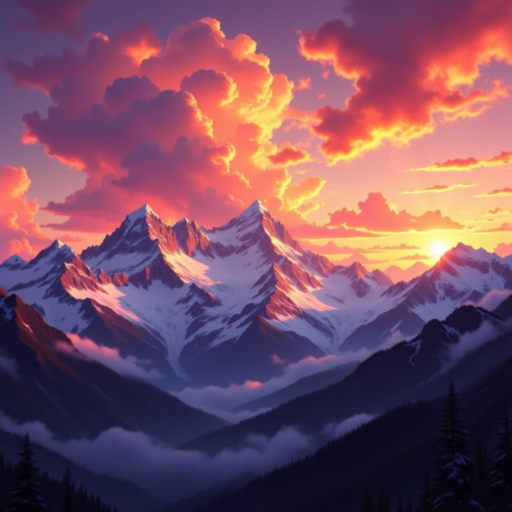 Mountain sunsets <lora:Mountain Sunsets:1.0>