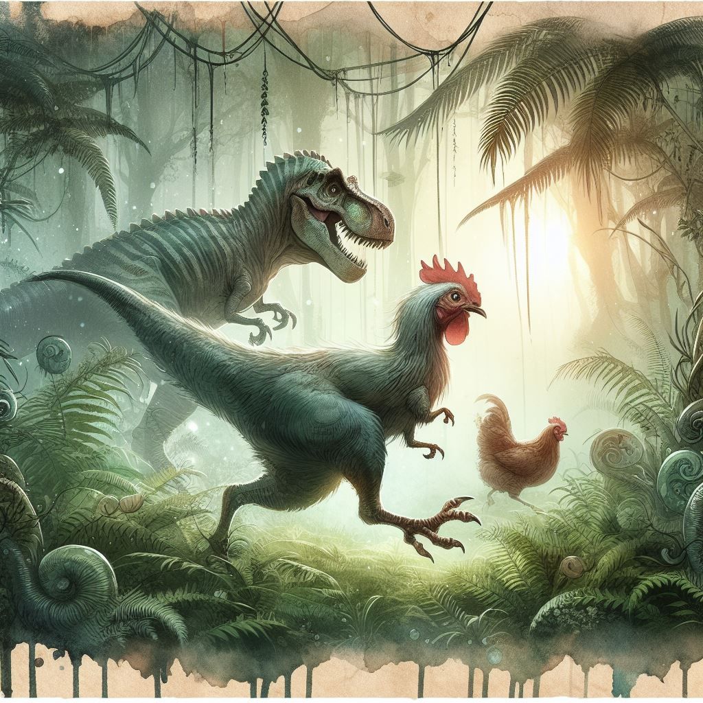 Prehistoric hybrid between T-rex and chicken