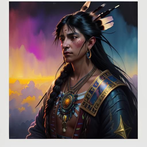 Native American tribal background, Gouache Style, Watercolor...
