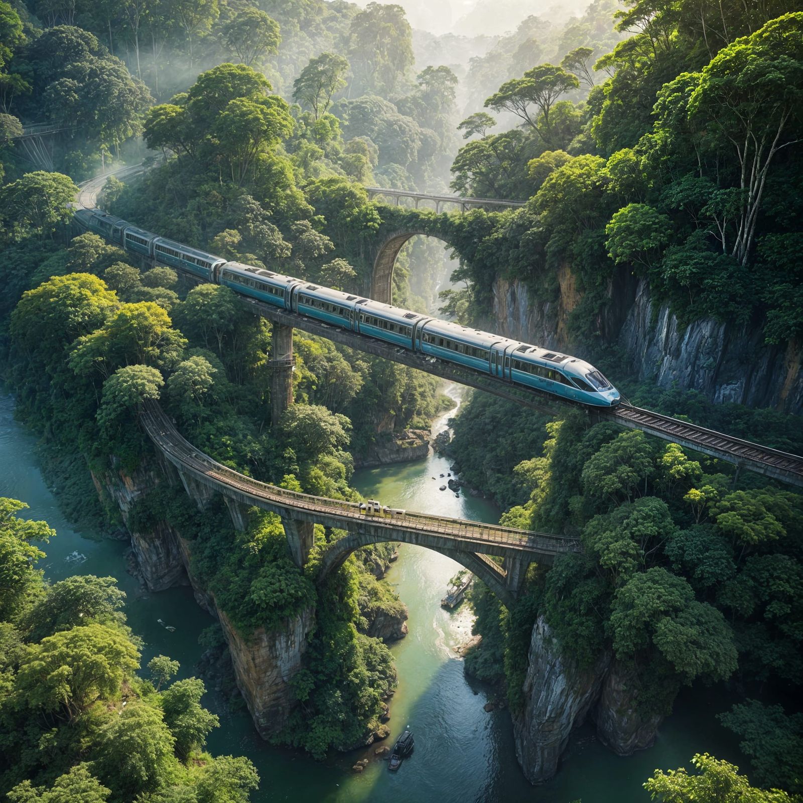 Train above the jungle   by @Komondor