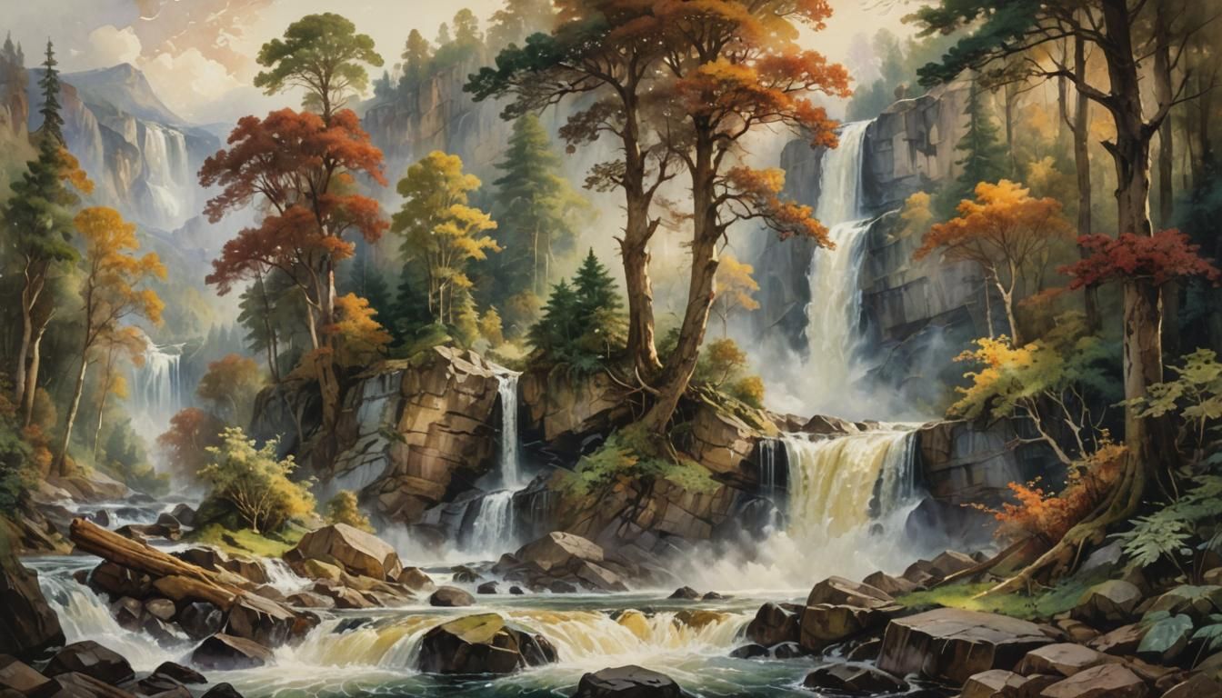 Forest waterfall  by @Blue Dandelion