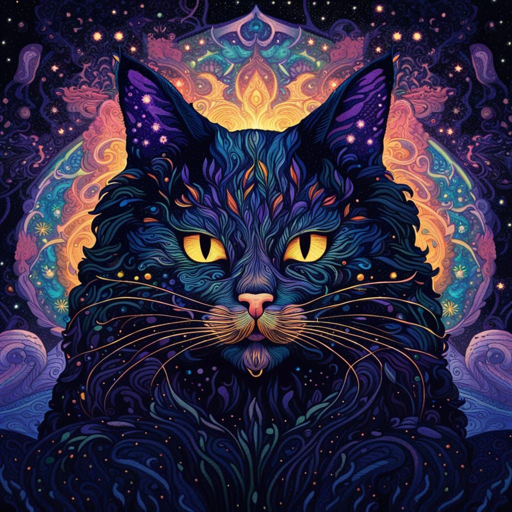 Psychedelic cat 🐈😺🌌 - AI Generated Artwork - NightCafe Creator