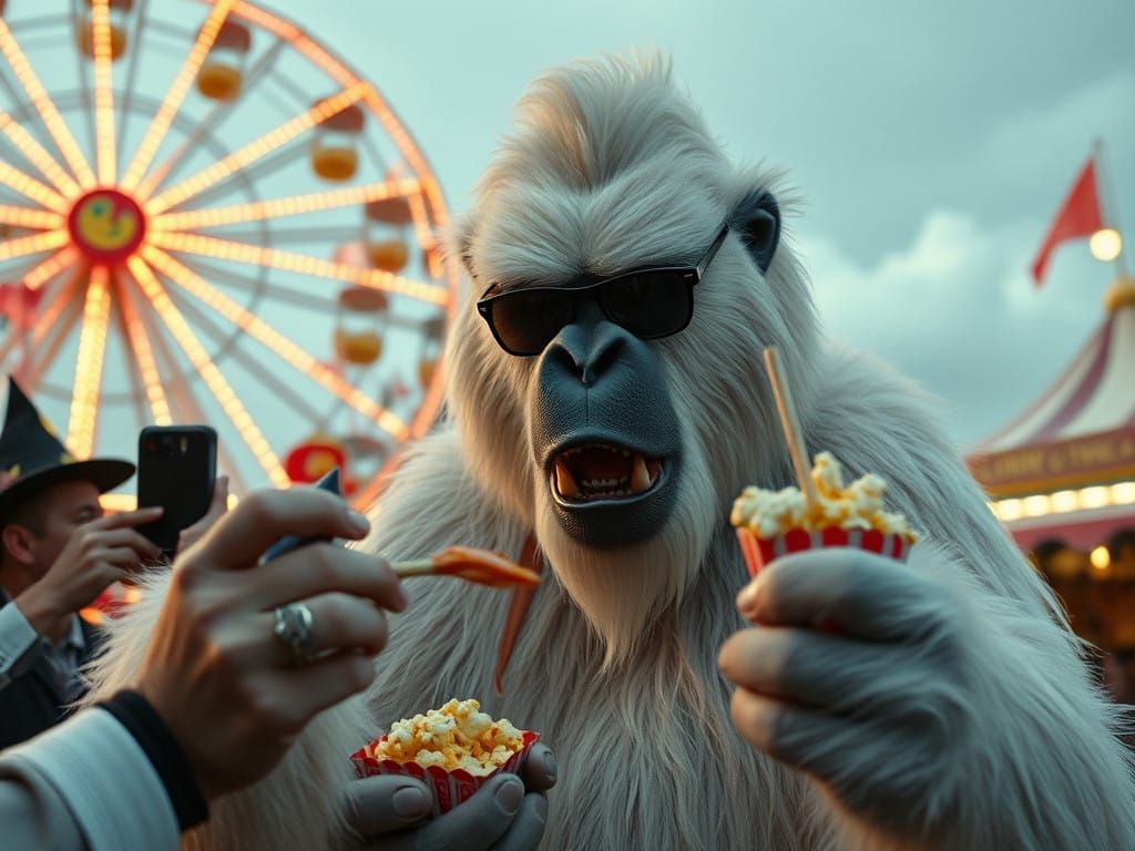 A yeti on holiday, visiting the circus in New Orleans.   by @BTMO