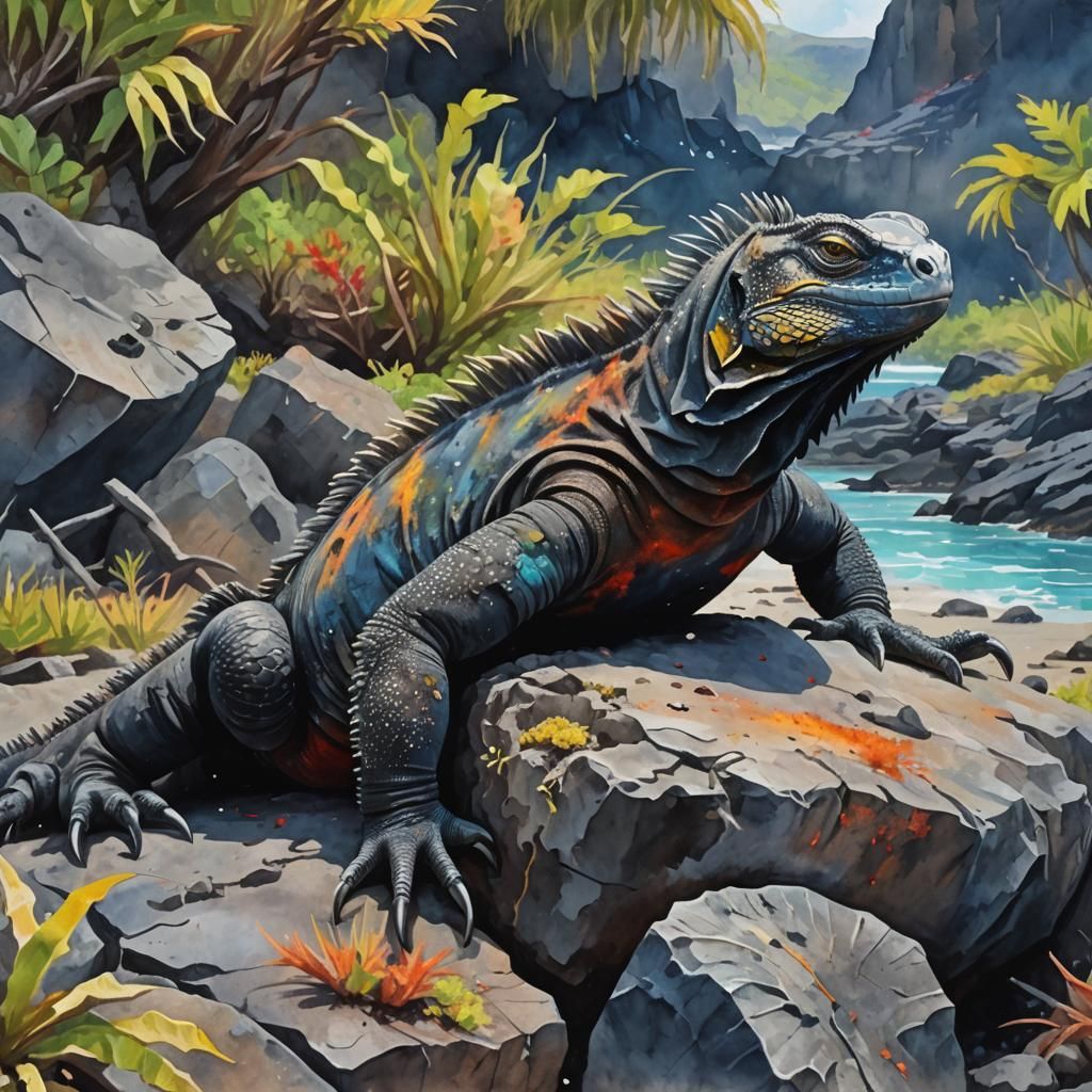 Marine iguana on Galapagos Islands