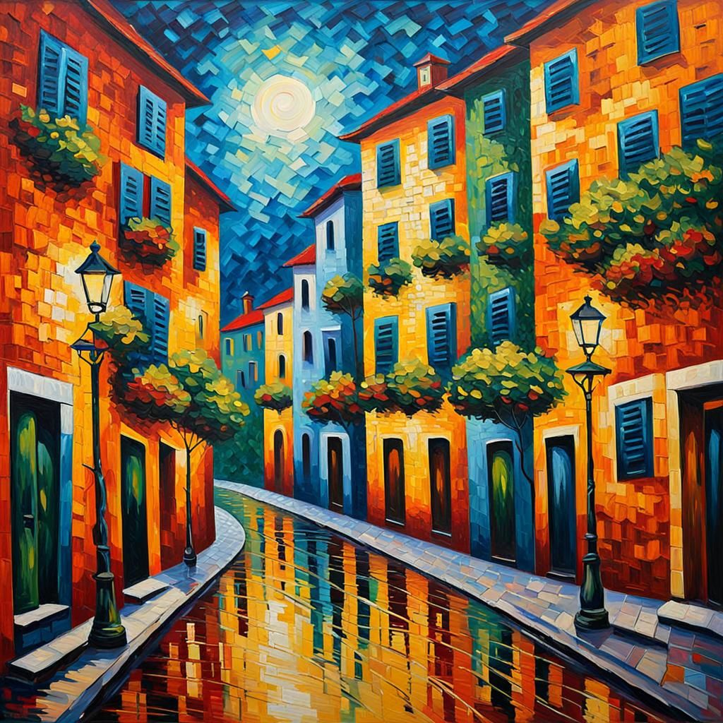 Blue Heart Melts Into Red Heart: Expressionist Oil Painting