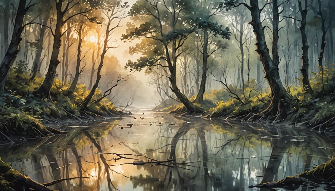 Whispering Woods at Sunrise  by @The Leycer