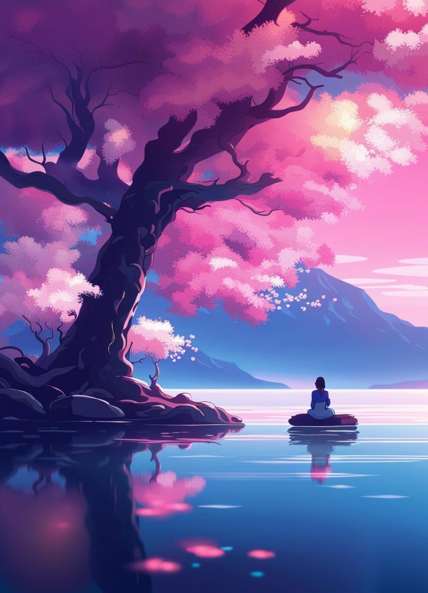 peaceful scenery, water, white blossom, relaxing, gamer-like, alone ...